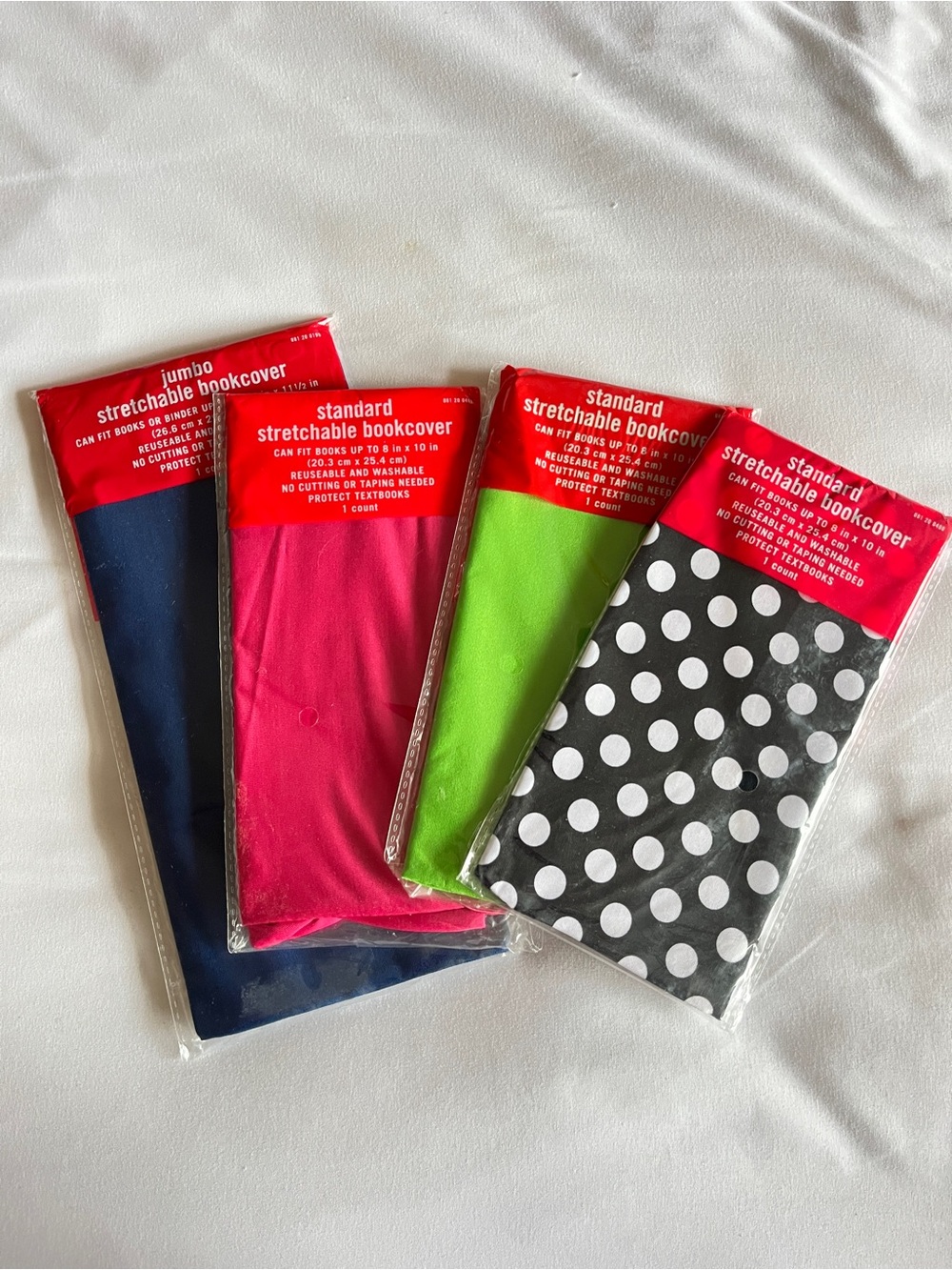 Target Stretchable Bookcover Lot (4) Jumbo & Standard Navy Pink Green Polka Dot